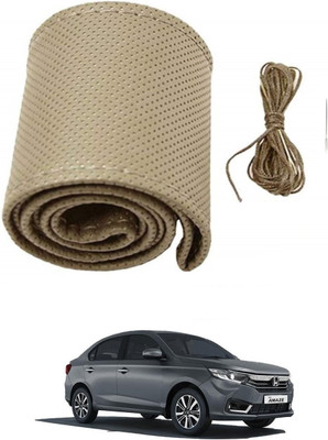 ARNEJA Hand Stiched Steering Cover For Honda Amaze(Beige, Leather)