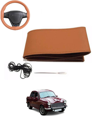 MATIES Hand Stiched Steering Cover For HM Ambassador(Tan, Leatherite)