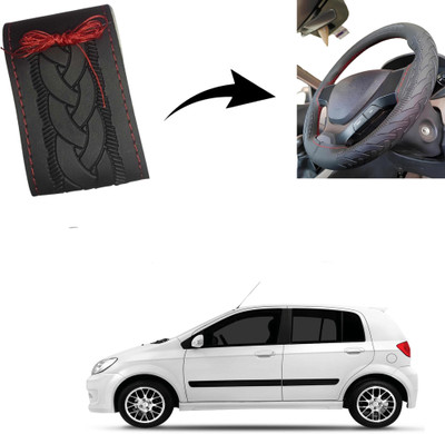 Autoinnovation Hand Stiched Steering Cover For Hyundai Getz(Black, Leather)