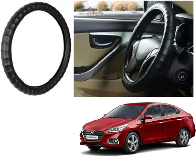 Shubh Auto Hand Stiched Steering Cover For Hyundai Verna Fluidic(Black, Leatherite)