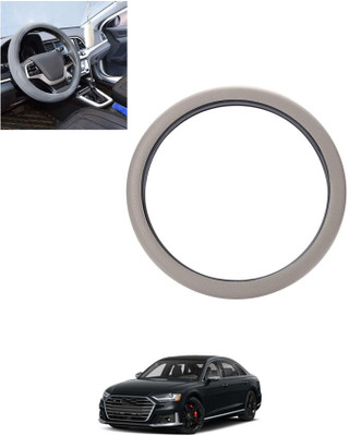 monolive Hand Stiched Steering Cover For Audi S8(Silver, Leatherite)