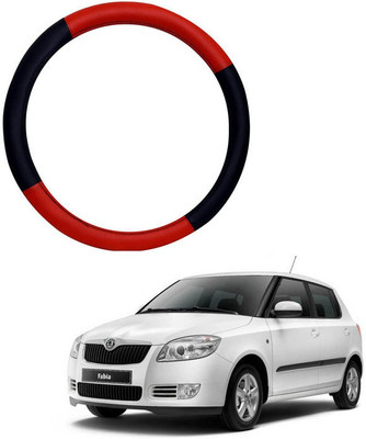 RKPSP Hand Stiched Steering Cover For Universal For Car Fabia(Red/Black, Leatherite)