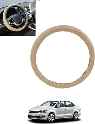 monolive Hand Stiched Steering Cover For Volkswagen Vento(Beige, Leatherite)