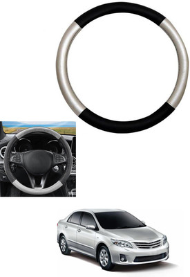 MATIES Steering Cover For Toyota Altis(Silver, Black, Leather)