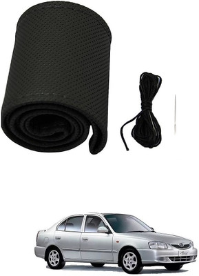 arneja trading company Hand Stiched Steering Cover For Hyundai Accent(Black, Leather)