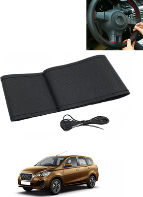 AYW Hand Stiched Steering Cover For Datsun Universal For Car(Black, Leatherite)