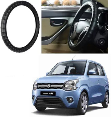 OOLTAH PAHIYA Hand Stiched Steering Cover For Maruti WagonR(Black, Leatherite)