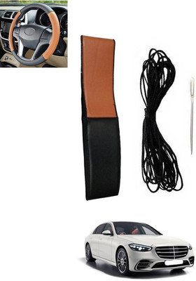 monolive Hand Stiched Steering Cover For Mercedes Benz Universal For Car(Tan, Black, Leatherite)