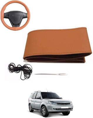 MATIES Hand Stiched Steering Cover For Tata Safari Storme(Tan, Leatherite)