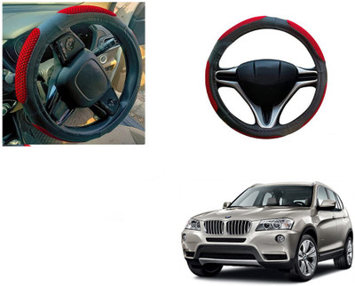 Automotive Prist Steering Cover For BMW X3(Black & Red, Leatherite)
