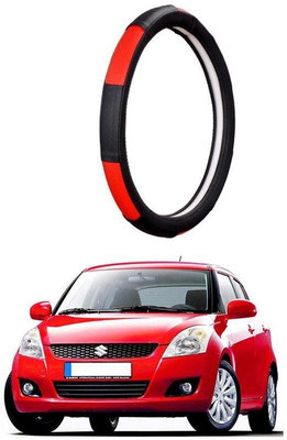 AUTO PEARL Steering Cover For Maruti Swift(Gold Blaze Black and Red, Leatherite)