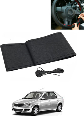 AYW Hand Stiched Steering Cover For Mahindra Logan(Black, Leatherite)