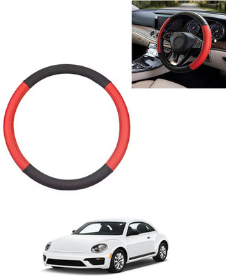 AYW Steering Cover For Volkswagen Beetle(Red/Black, Leatherite)