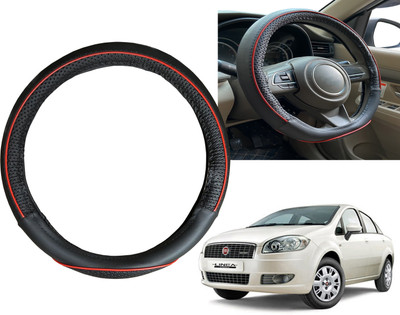 PEEPS STORE Steering Cover For Fiat Linea Classic(Black, Red, Leatherite)