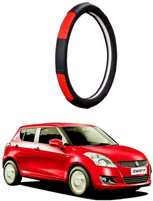 AUTO PEARL Steering Cover For Maruti Swift(Gold Blaze Black and Red, Leatherite)