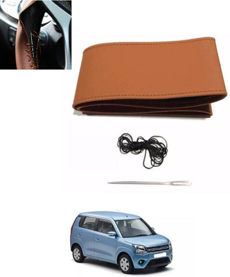 MSNP Hand Stiched Steering Cover For Maruti WagonR(Tan, Leatherite)