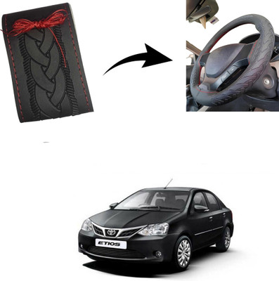 Autoinnovation Hand Stiched Steering Cover For Toyota Etios(Black, Leather)
