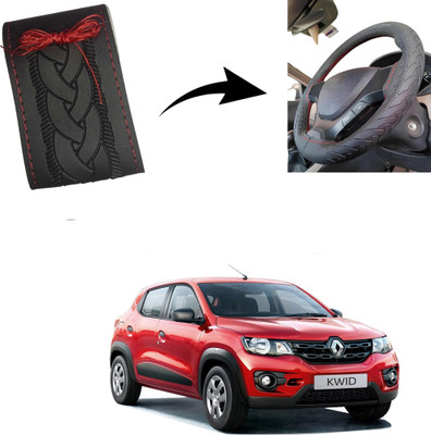 Autoinnovation Hand Stiched Steering Cover For Renault Kwid(Black, Leather)