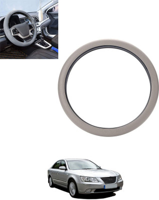 monolive Hand Stiched Steering Cover For Hyundai Elantra(Silver, Leatherite)