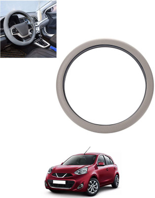 monolive Hand Stiched Steering Cover For Nissan Micra(Silver, Leatherite)