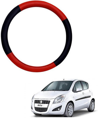 RKPSP Hand Stiched Steering Cover For Universal For Car Ritz(Red/Black, Leatherite)