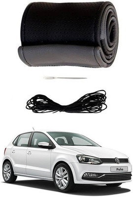 RKPSP Hand Stiched Steering Cover For Universal For Car Polo(Black/Grey, Leatherite)