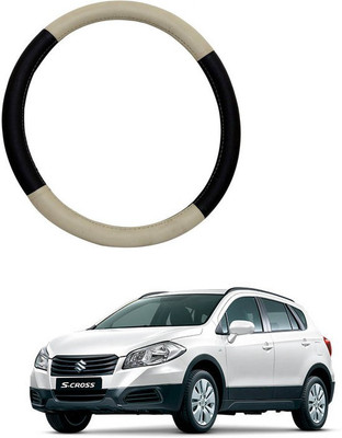 RKPSP Hand Stiched Steering Cover For Universal For Car Safari Storme(Beige/Black, Leatherite)