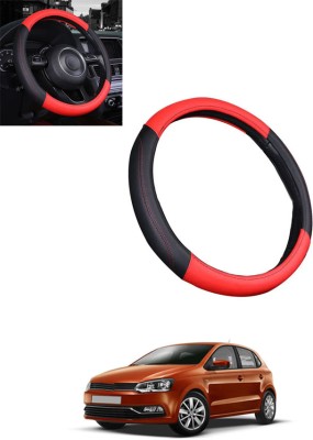 MSNP Steering Cover For Volkswagen Polo(Red & Black, Leatherite)