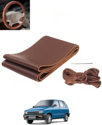 RKPSP Hand Stiched Steering Cover For Universal For Car Universal For Car(Brown, Leatherite)