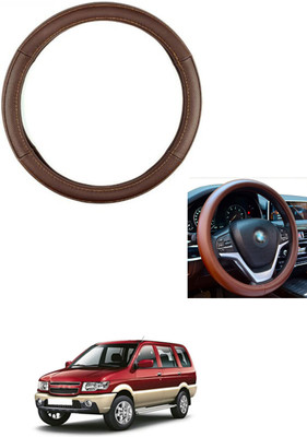 MATIES Steering Cover For Chevrolet Tavera(Brown, Leather)