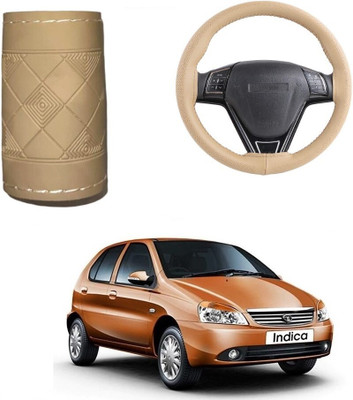 ARNEJA Hand Stiched Steering Cover For Tata Indica(Beige, Leather)