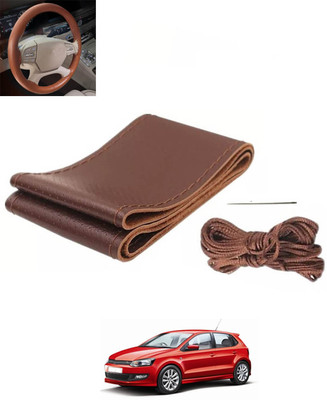 RKPSP Hand Stiched Steering Cover For Volkswagen Polo GT(Brown, Leatherite)