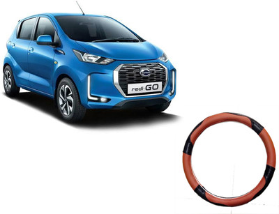 HOTRENZ Steering Cover For Datsun Go(Steering Cover For Datsun Redi Go Light Brown,Black, Leatherite)
