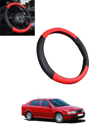 monolive Steering Cover For Skoda Octavia(Red, Black, Leatherite)