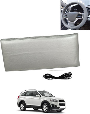 AYW Hand Stiched Steering Cover For Chevrolet Captiva(Silver, Leatherite)