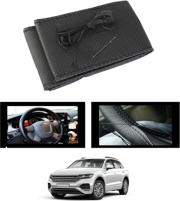 monolive Hand Stiched Steering Cover For Volkswagen Touareg(Black, Leatherite)
