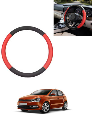 AYW Steering Cover For Volkswagen Polo(Red/Black, Leatherite)