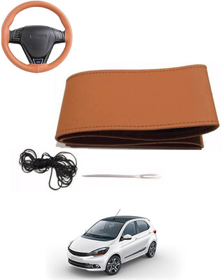 MATIES Hand Stiched Steering Cover For Tata Universal For Car(Tan, Leatherite)