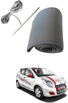 RKPSP Hand Stiched Steering Cover For Universal For Car A-Star(Grey, Leatherite)