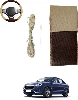 ABJD Hand Stiched Steering Cover For Suzuki Swift(Beige, Brown, Leatherite)