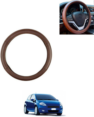 AYW Steering Cover For Fiat Grand Punto(Brown, Leatherite)