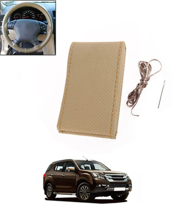 ABJD Hand Stiched Steering Cover For Honda Universal For Car(Beige, Leatherite)