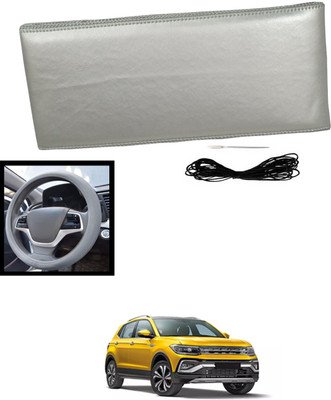 MATIES Hand Stiched Steering Cover For Volkswagen Universal For Car(Silver, Leatherite)