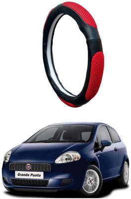 AUTO PEARL Steering Cover For Fiat Grand Punto(Black Red, Leatherite)
