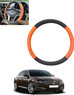 MSNP Steering Cover For Skoda Superb(Tan & Black, Leatherite)