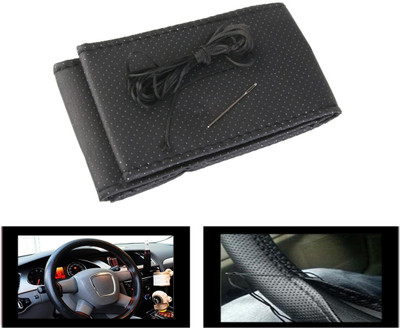 MSNP Hand Stiched Steering Cover For Maruti 800(Black, Leatherite)