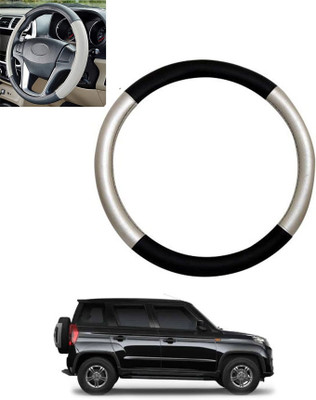 MSNP Steering Cover For Mahindra Universal For Car(Silver,Black, Leatherite)
