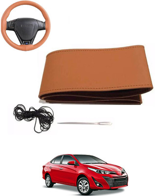 MATIES Hand Stiched Steering Cover For Toyota Universal For Car(Tan, Leatherite)