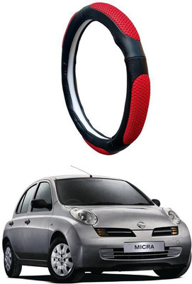 AUTO PEARL Steering Cover For Nissan Micra(Black Red, Leatherite)