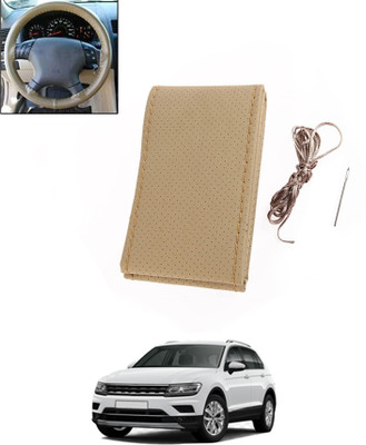 MSNP Hand Stiched Steering Cover For Volkswagen Universal For Car(Beige, Leatherite)